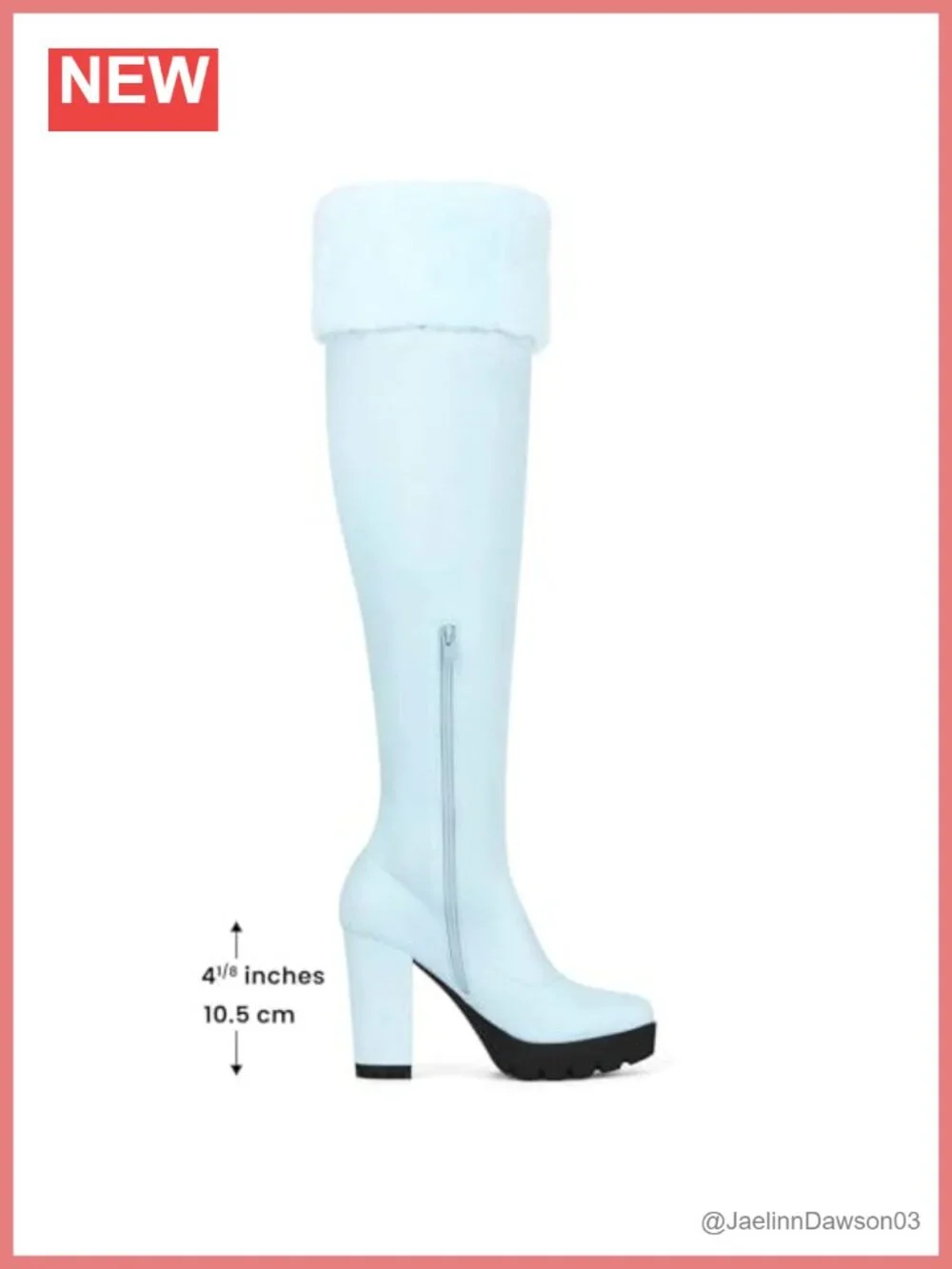 Faux Fur Over Knee Thigh High Boots Chunky Heel Platform Zip